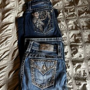 Miss Me Dark and Light Blue Embroidered Jeans